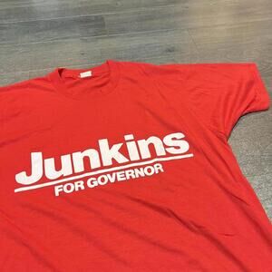Vintage junkins for governor t shirt 80s L